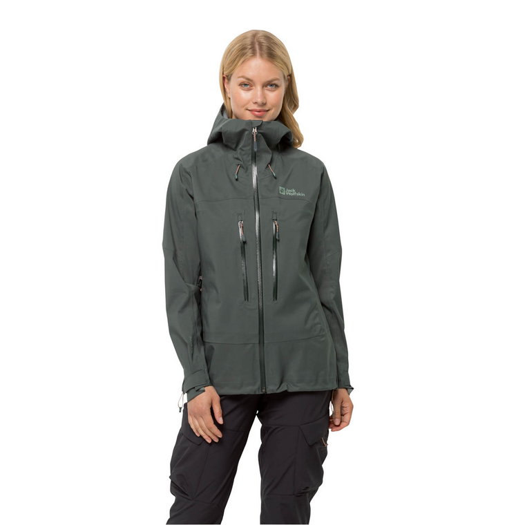 Damska kurtka przeciwdeszczowa Jack Wolfskin KAMMWEG 3L JKT W slate green - XS