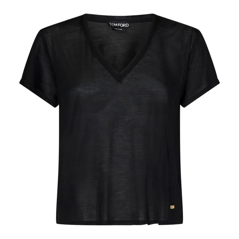 Czarne Jedwabne T-shirty i Pola Tom Ford