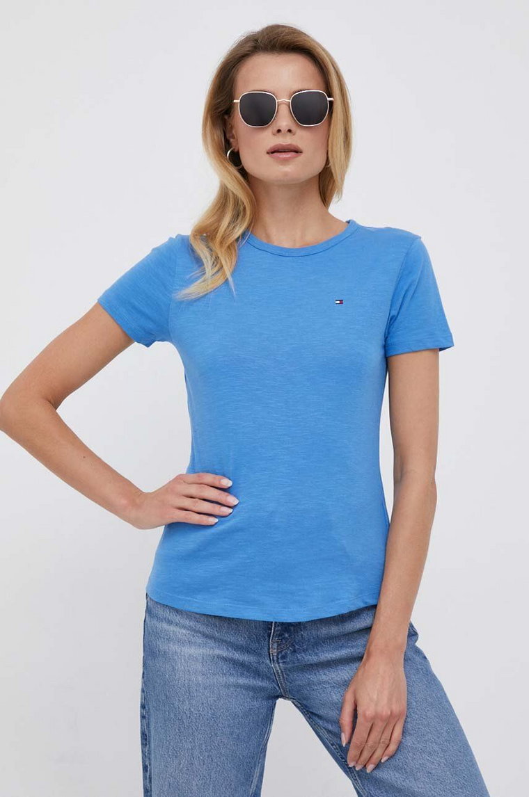 Tommy Hilfiger t-shirt bawełniany kolor niebieski