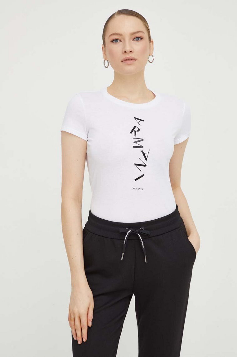 Armani Exchange t-shirt bawełniany damski kolor biały 3DYT49 YJG3Z