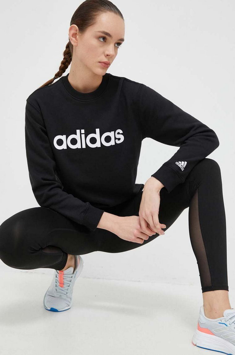 adidas bluza bawełniana damska kolor czarny z nadrukiem IC6878