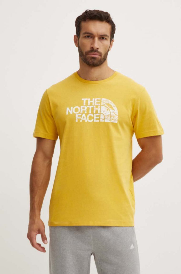 The North Face t-shirt bawełniany męski kolor żółty z nadrukiem NF0A87NXQOA1
