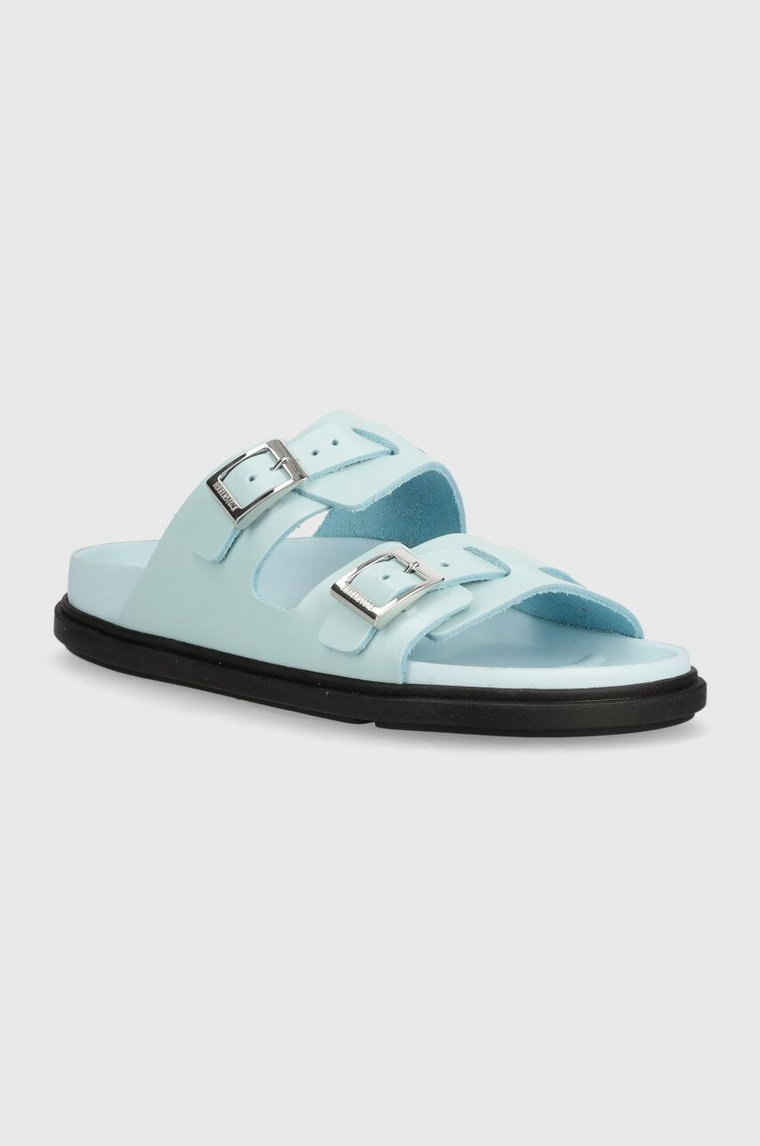 Birkenstock klapki skórzane St Barths damskie kolor niebieski 1026418