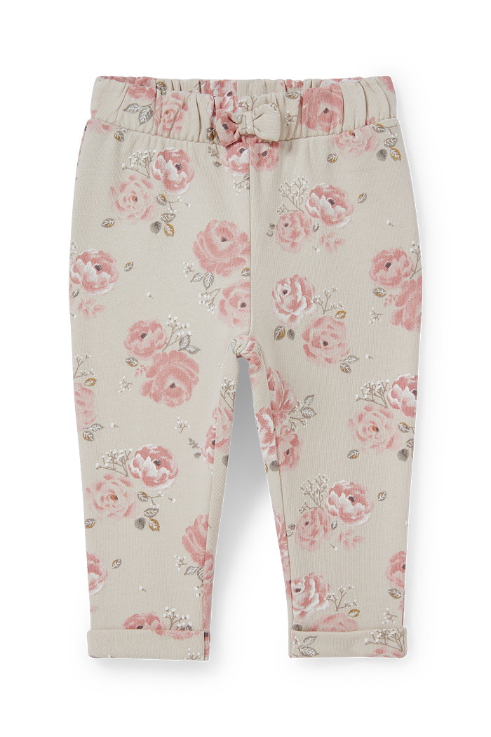 C&A Niemowlęce spodnie dresowe-w kwiaty, Beżowy, Rozmiar: 80