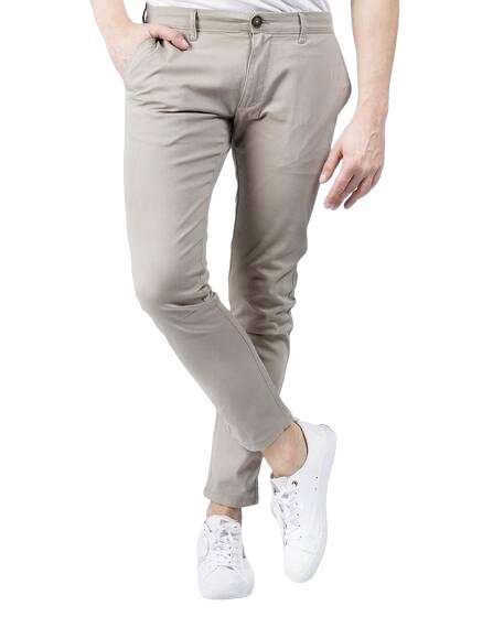 Szare Spodnie Męskie Chino Materiałowe Tapered Leg 36/30