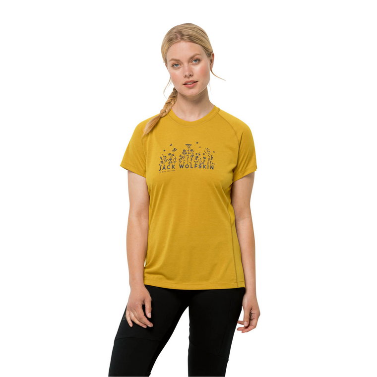 T-shirt rowerowy damski Jack Wolfskin MOROBBIA VENT T W golden spice - S