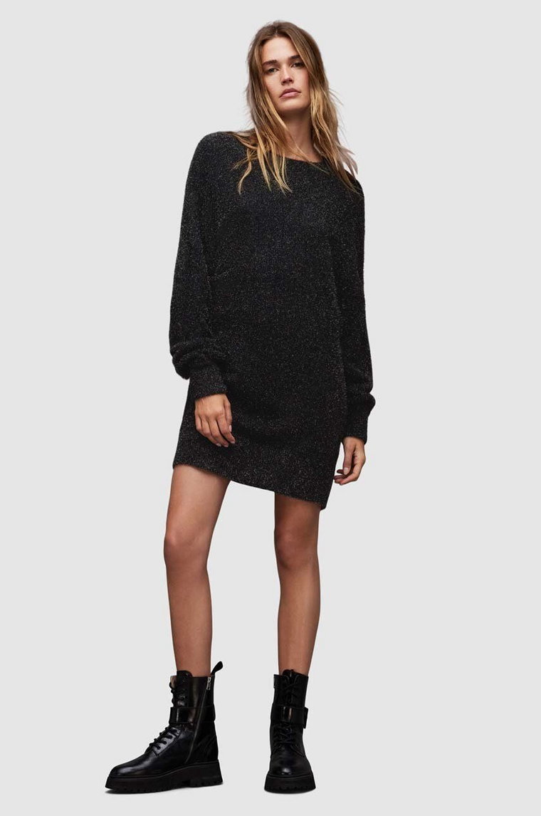 AllSaints sukienka Dazzle kolor czarny mini oversize