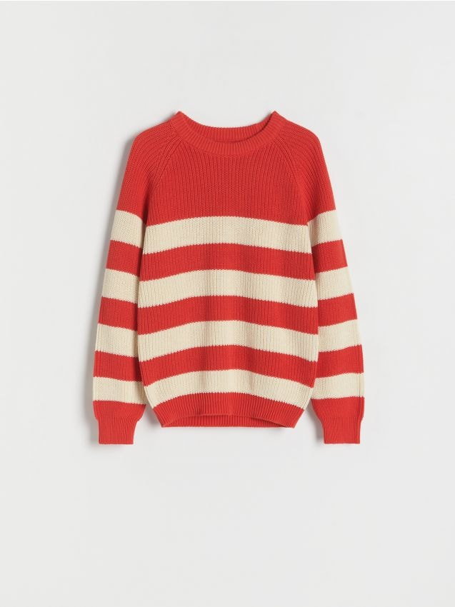 Reserved - Sweter w paski - czerwony