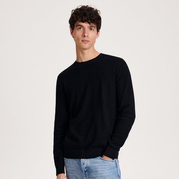 Reserved - Bawełniany sweter - czarny