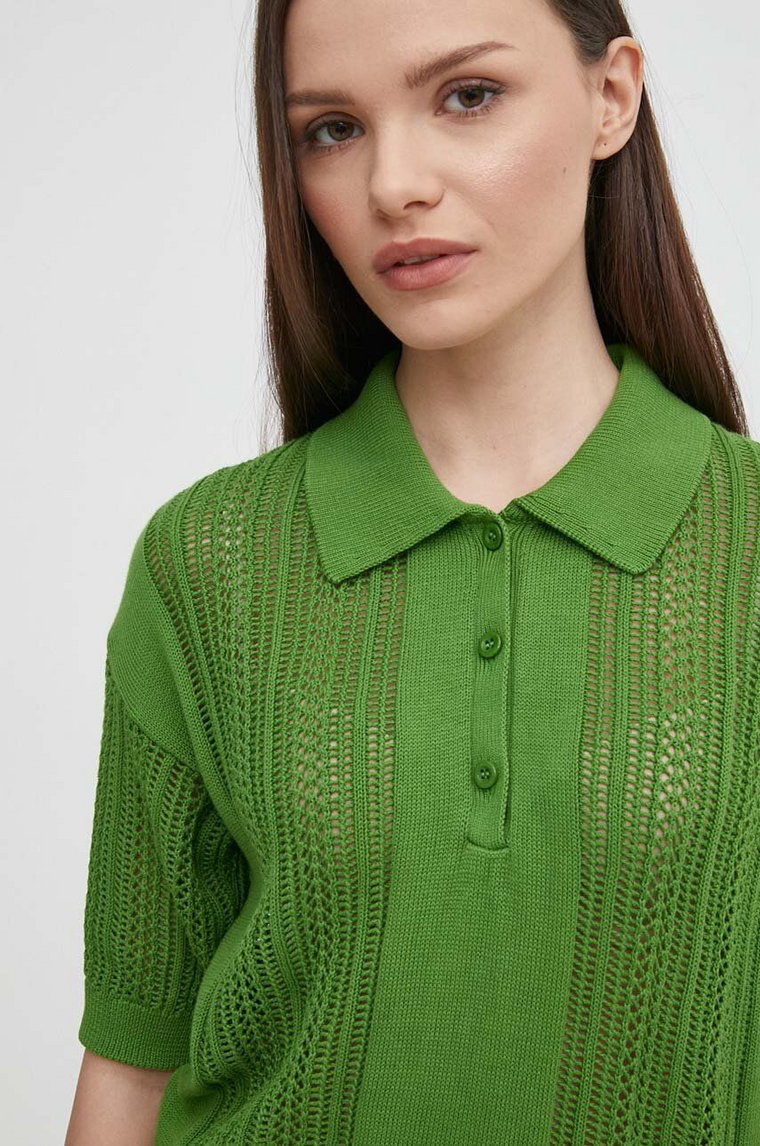 United Colors of Benetton sweter bawełniany kolor zielony lekki