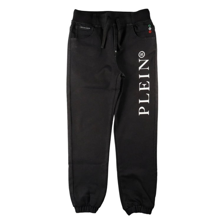 Klasyczne-Sportowe Czarne Spodnie dresowe dla Chłopców Philipp Plein