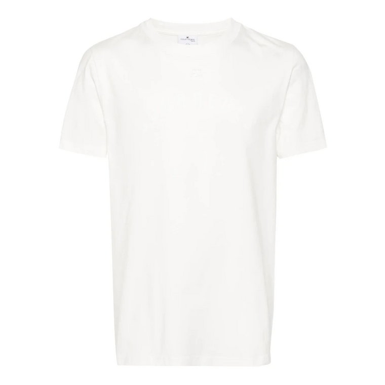Biała Bawełniana Koszulka z Nadrukiem Logo Courrèges