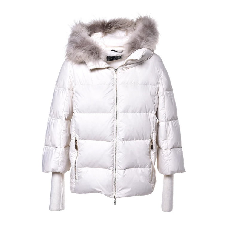 Down jacket in cream nylon Baldinini