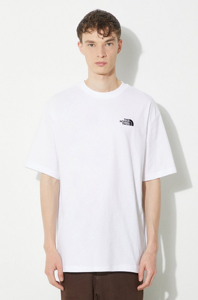 The North Face t-shirt bawełniany M S/S Essential Oversize Tee męski kolor biały z aplikacją NF0A87NRFN41