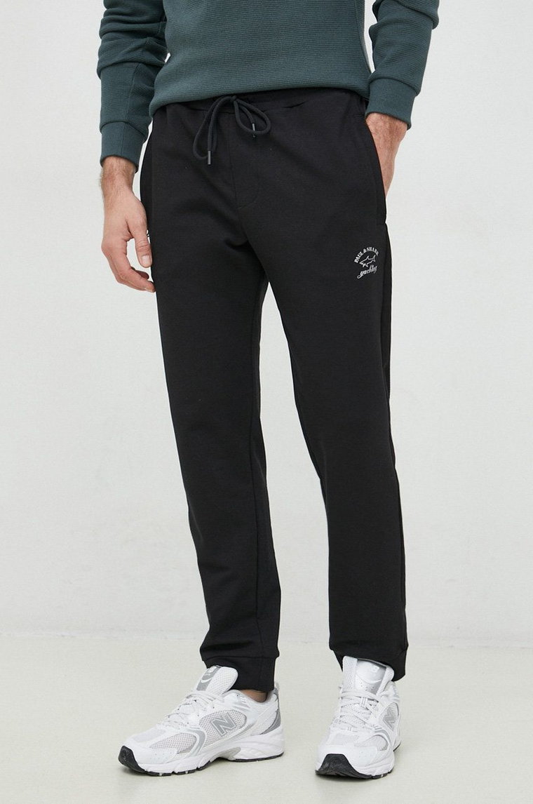 Paul&Shark spodnie dresowe męskie kolor czarny gładkie
