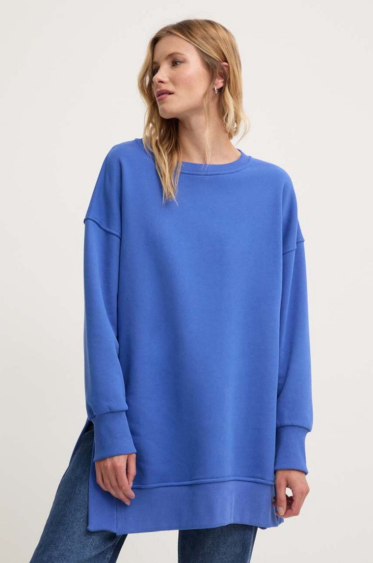 Answear Lab bluza damska kolor niebieski gładka