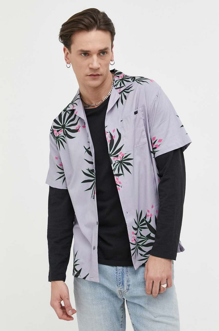 Billabong koszula bawełniana męska kolor fioletowy regular