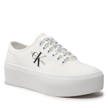 Sneakersy Calvin Klein Jeans - Cupsole Flatform Laceup Low Txt YW0YW00766 Bright White YAF