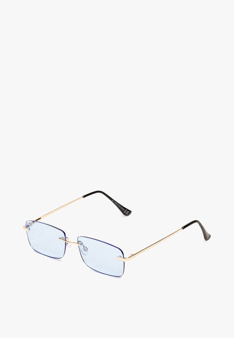 Niebieskie Prostokątne Okulary Przeciwsłoneczne z Filtrem UV Ellelirese