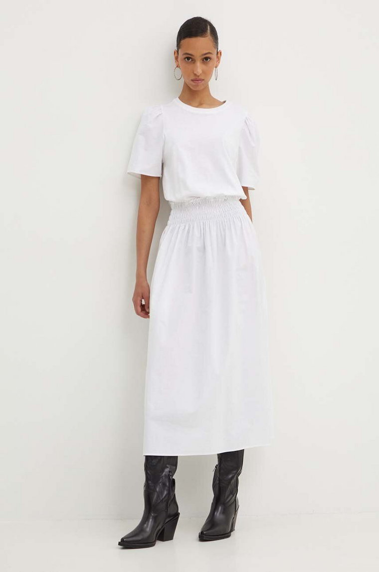 Desigual sukienka bawełniana OMAHA kolor biały maxi rozkloszowana 24SWVW67