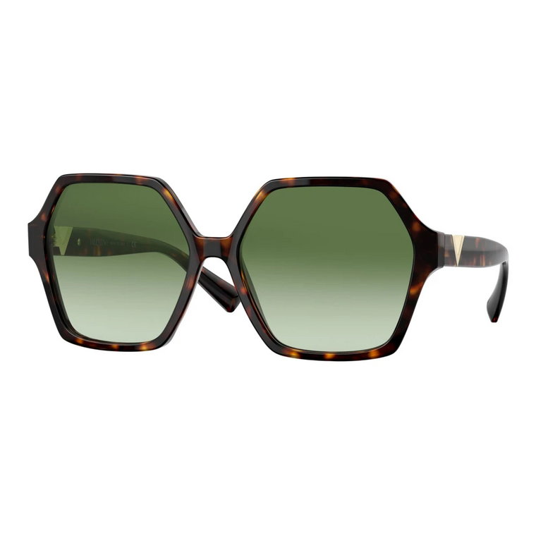 V Logo Sunglasses Havana/Green Shaded Valentino