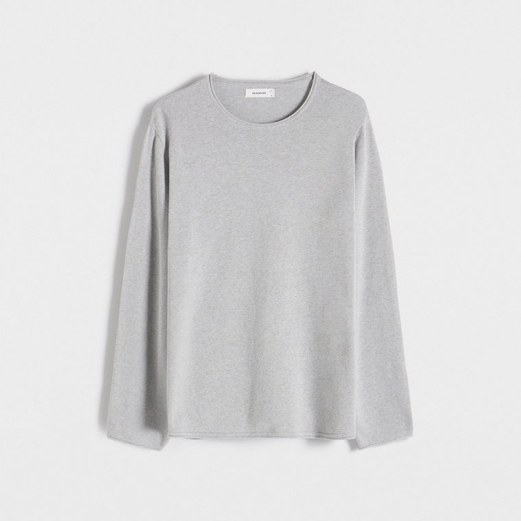 Reserved - Bawełniany sweter - jasnoszary