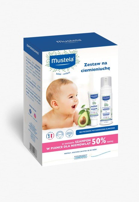 MUSTELA ZESTAW CIEMIENIUCHA Szampon W Piance 150 ml + Krem 40 ml