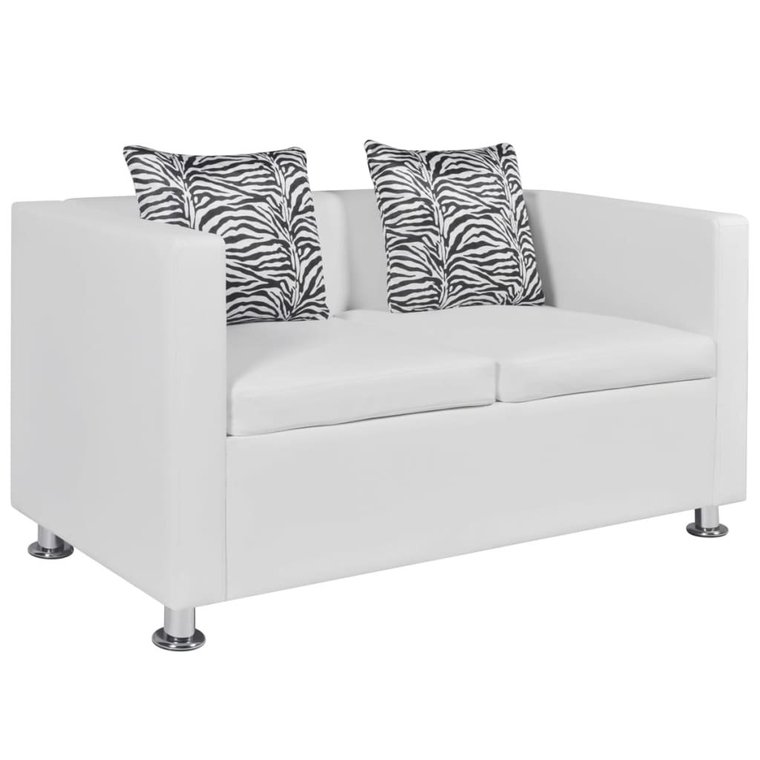 Sofa 2-osobowa Skóra Syntetyczna Biała 120x62,5x63