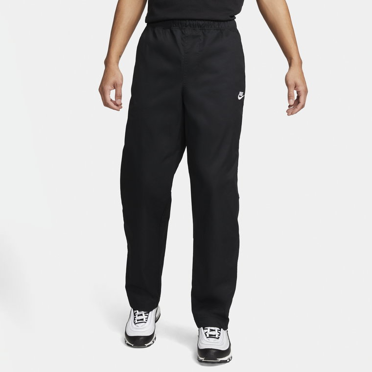 Męskie spodnie z tkaniny z prostymi nogawkami Nike Club - Czerń
