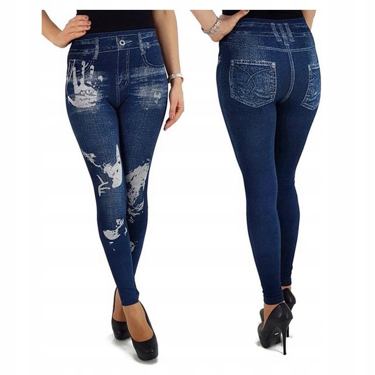 Legginsy Jeans Damskie Leginsy Bawełniane Wysoki Stan Modne Wzory Dzins