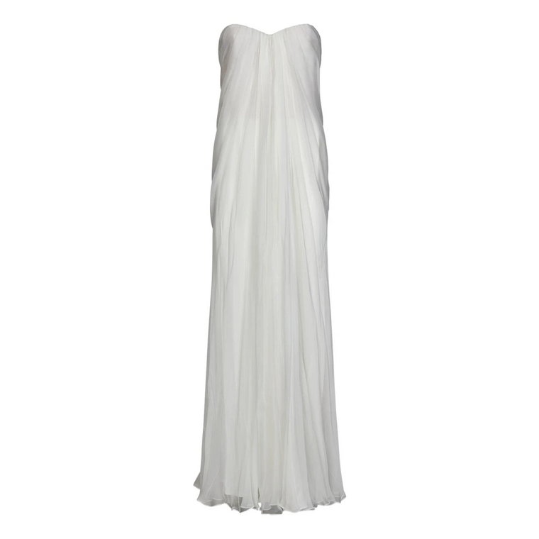 Biała Jedwabna Sukienka z Chiffonu Alexander McQueen