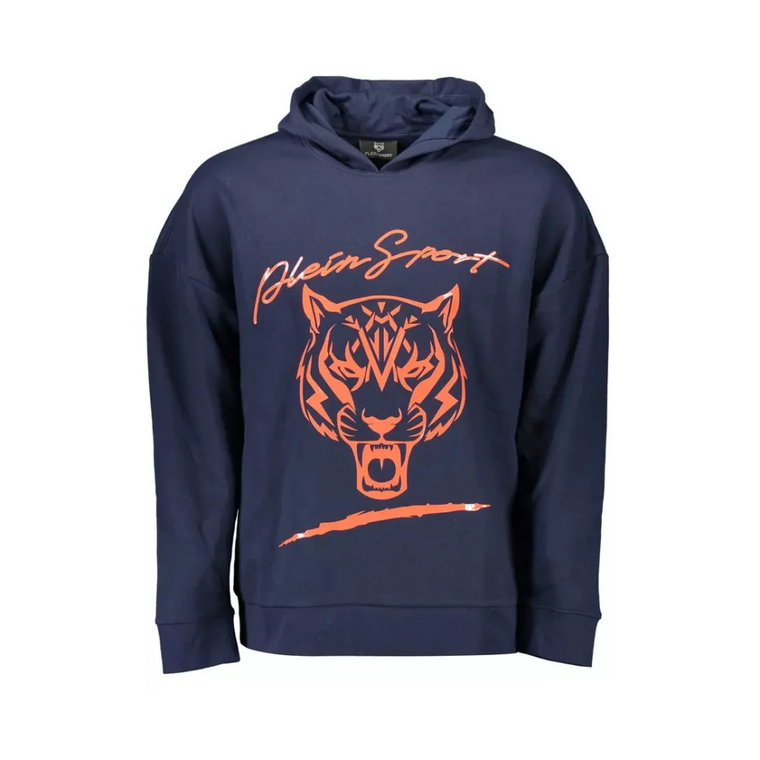 Niebieski Sweter z Kapturem i Logo Plein Sport