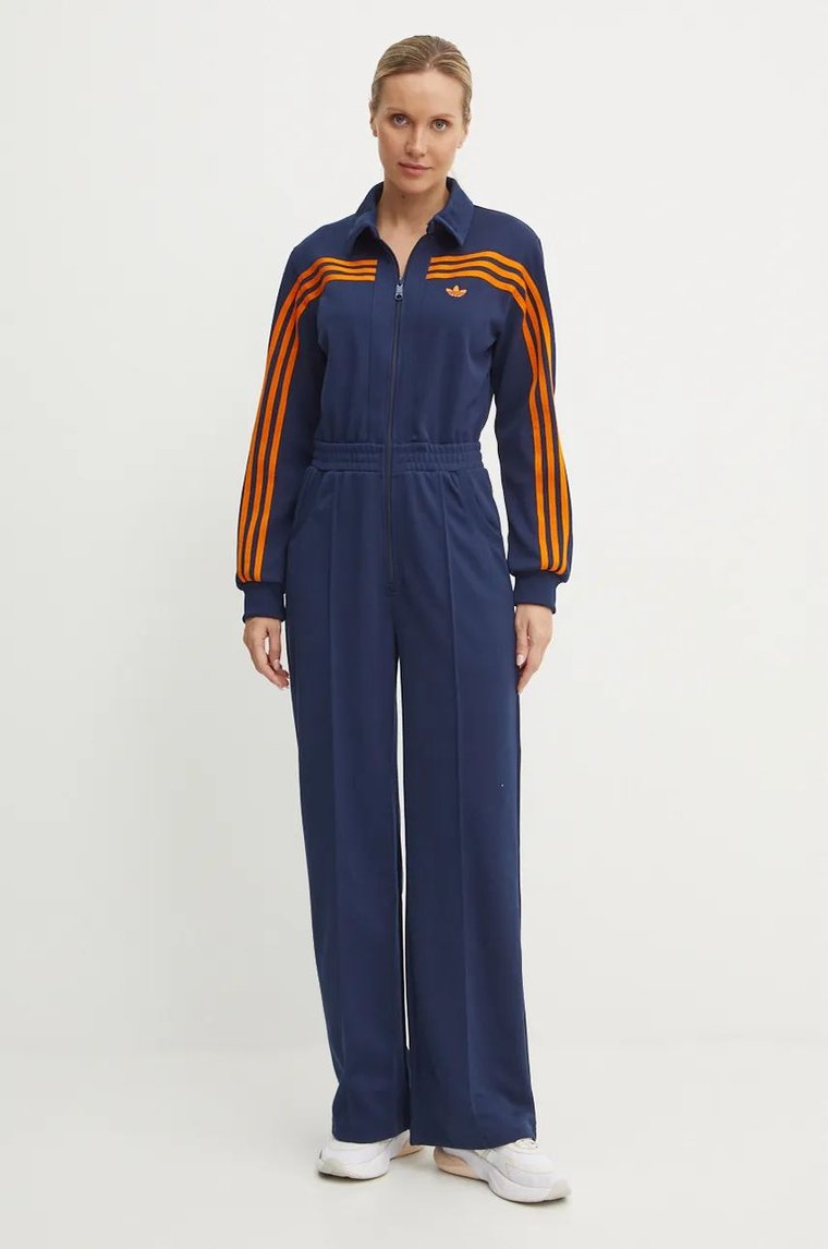 adidas Originals kombinezon Jumpsuit kolor granatowy z kołnierzykiemm JN8312