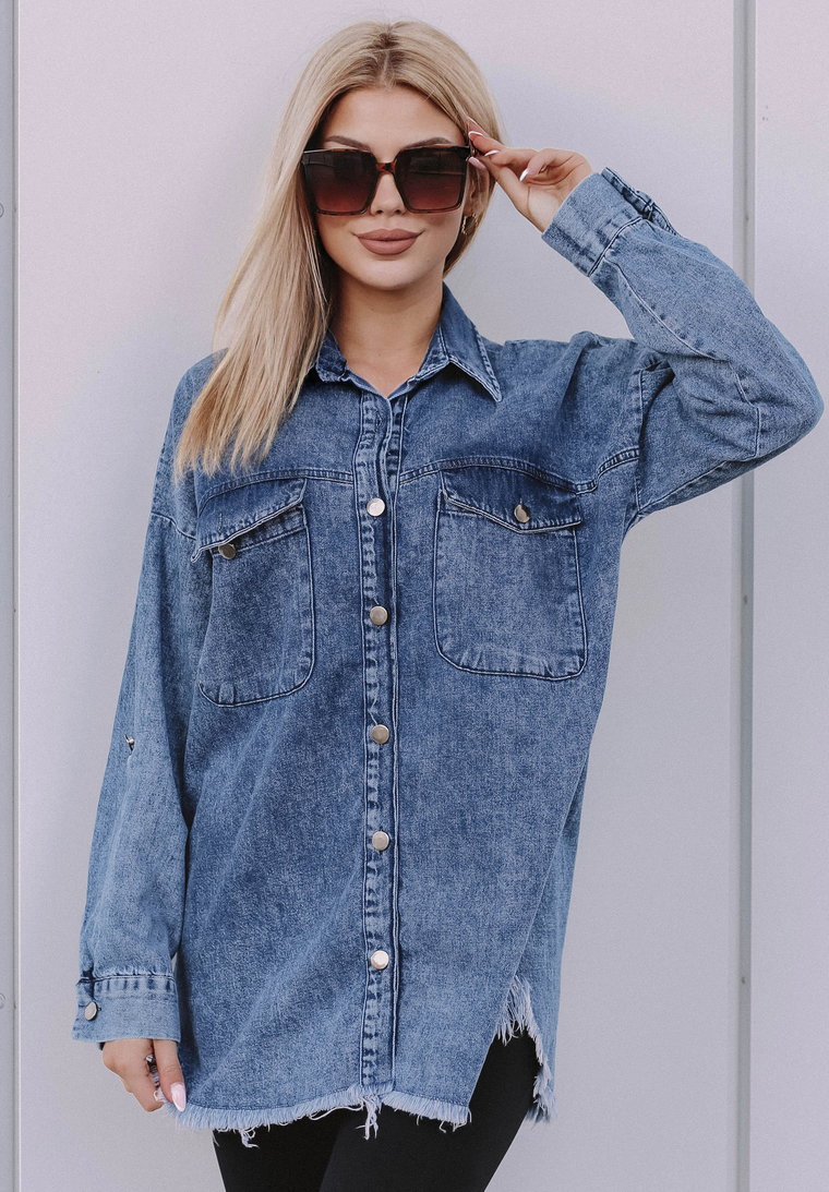 Koszula damska jeansowa Sophia, tunika, jasny niebieski S