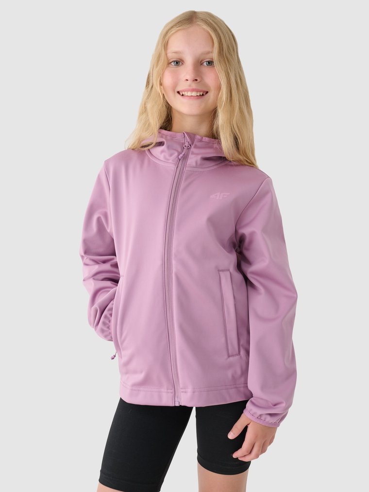 Kurtka softshell wiatroodporna membrana NeoDry 5000 dziewczęca - różowa