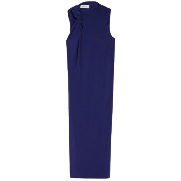 Niebieska Sukienka Jersey Asymetryczny Krój Sportmax