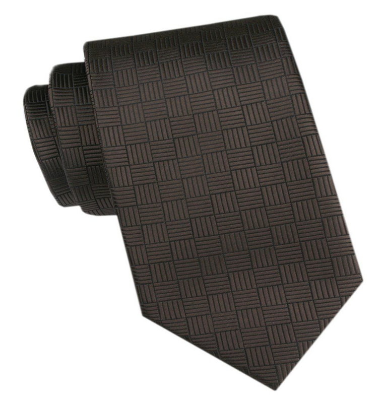 Męski Krawat - Angelo di Monti - Głęboki Brąz, Geometryczny Wzór