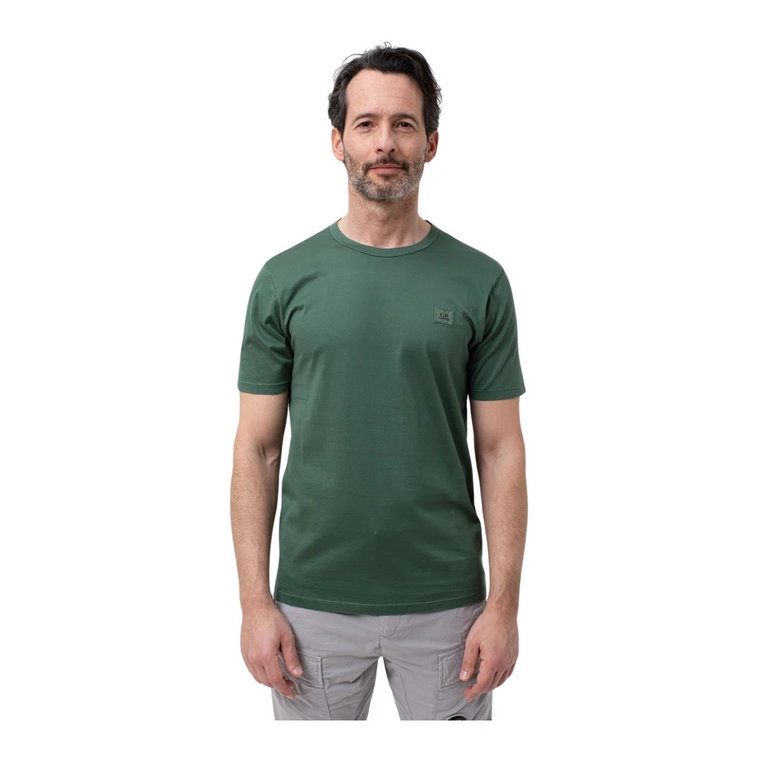 Zielony T-shirt z logo Filo di Scozia C.p. Company