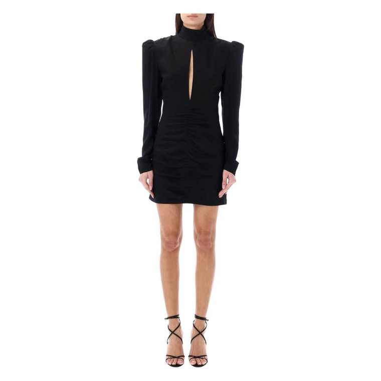 Czarna mini sukienka z wysokim dekoltem Alessandra Rich