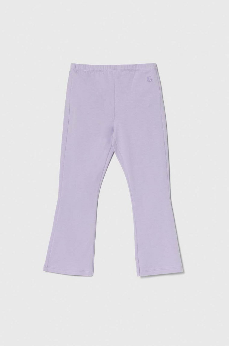 United Colors of Benetton legginsy dziecięce kolor fioletowy gładkie