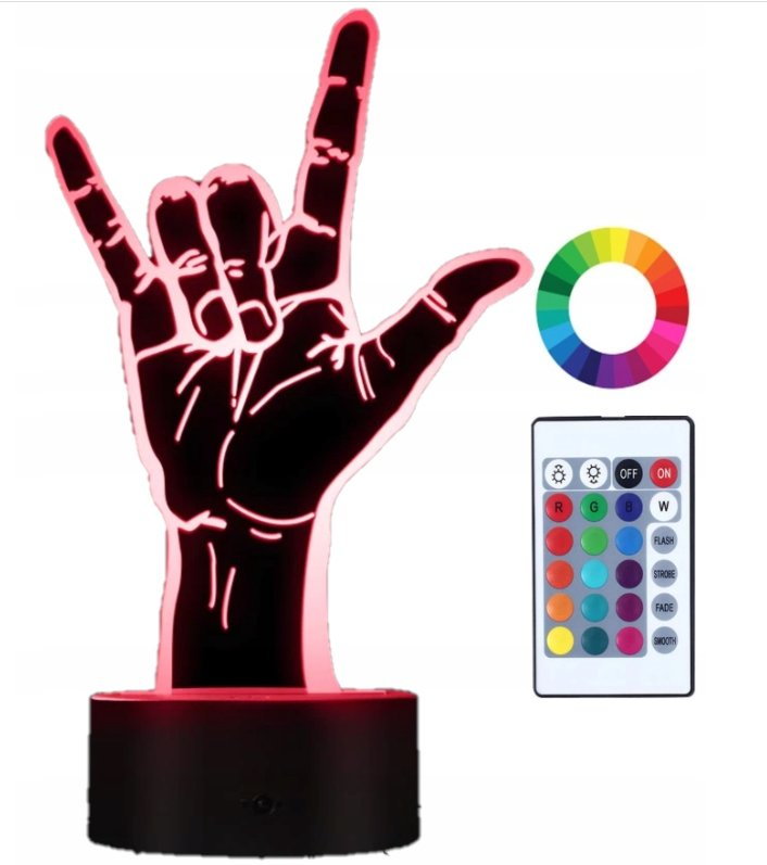 Lampka Nocna 3D LED znak Rock and Roll Grawer Imię