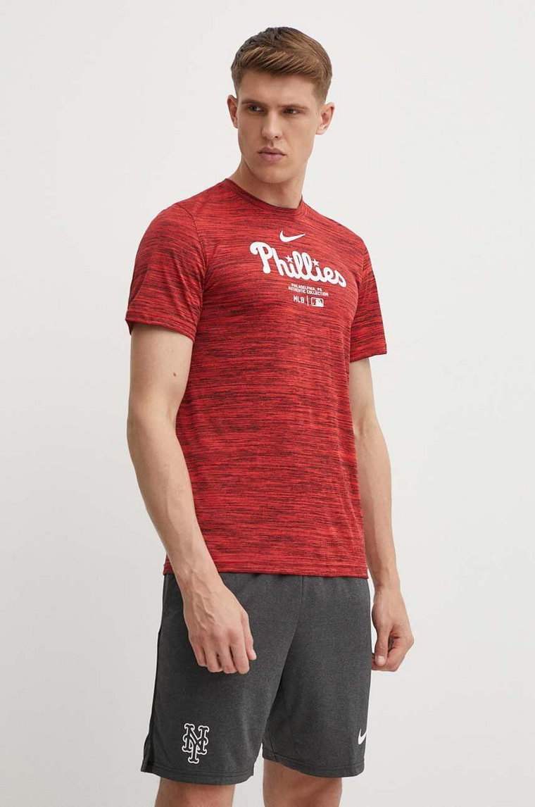 Nike t-shirt Philadelphia Phillies męski kolor czerwony z nadrukiem