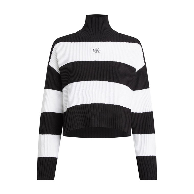 Sweter w Paski z Logo Calvin Klein