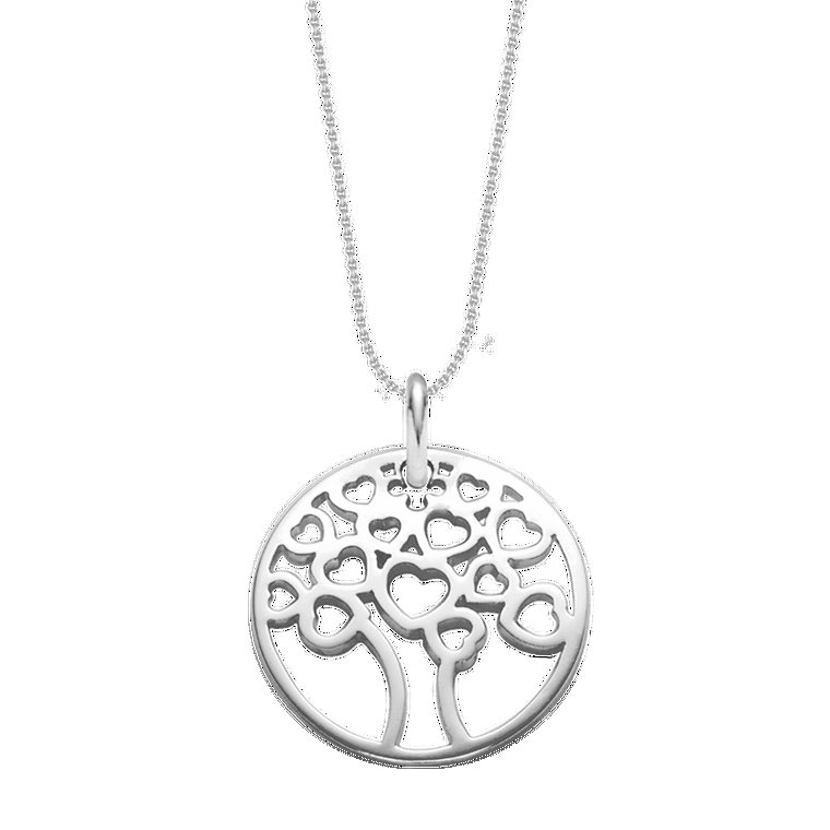 Naszyjnik ze srebrnym ażurowym drzewem na łańcuszku Kulki
