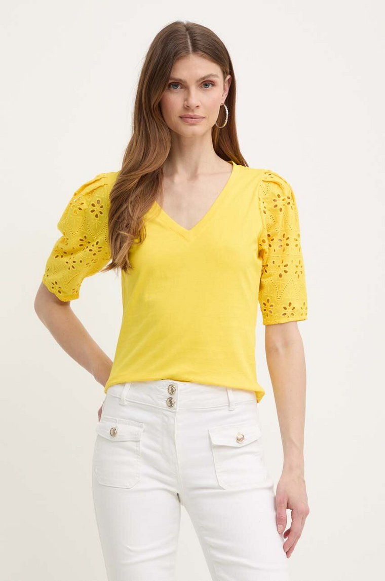 Morgan t-shirt DPALM damski kolor żółty