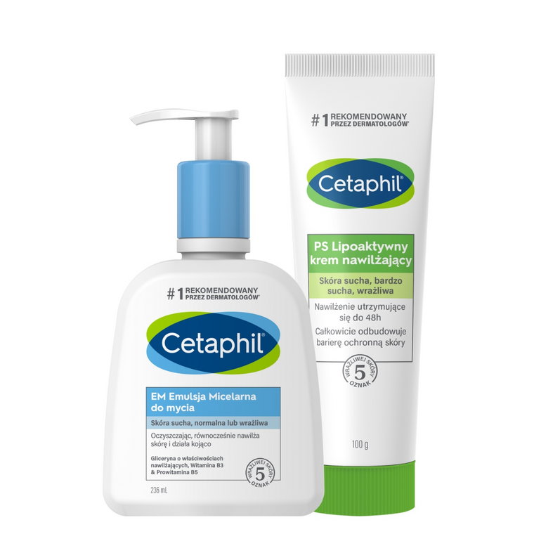 Zestaw Cetaphil EM Emulsja Micelarna 236 ml + PS Lipoaktywny Krem nawilżający