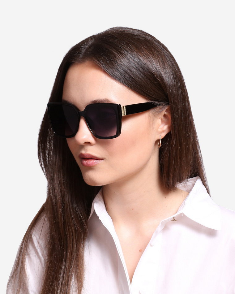 Eleganckie okulary damskie przeciwsłoneczne czarne Shelovet