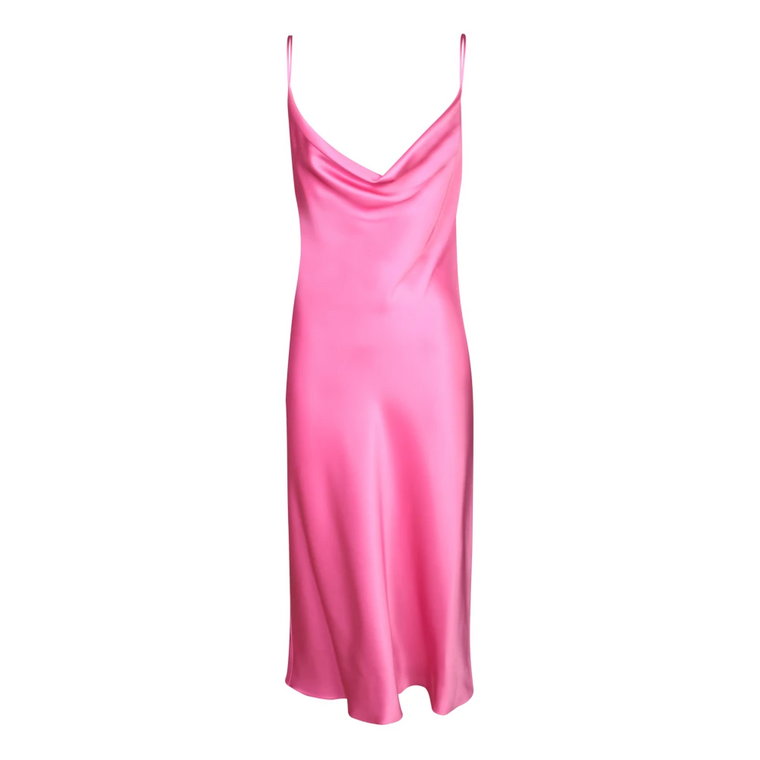 Różowa Satynowa Sukienka Bez Rękawów Midi Stella McCartney