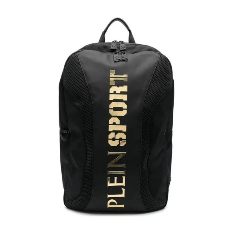 Czarny plecak z wymiennym etui na telefon komórkowy i karabińczykiem metalowym Plein Sport