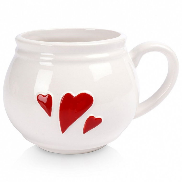 Kubek ceramiczny biały serce 430 ml kod: O-129432